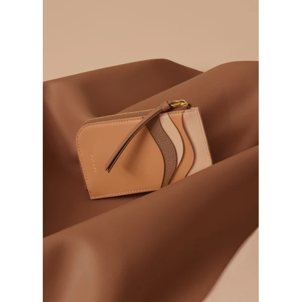 Polène Atla Card Holder in Trio Camel, view 3 | Wallets & Purses | Coveti