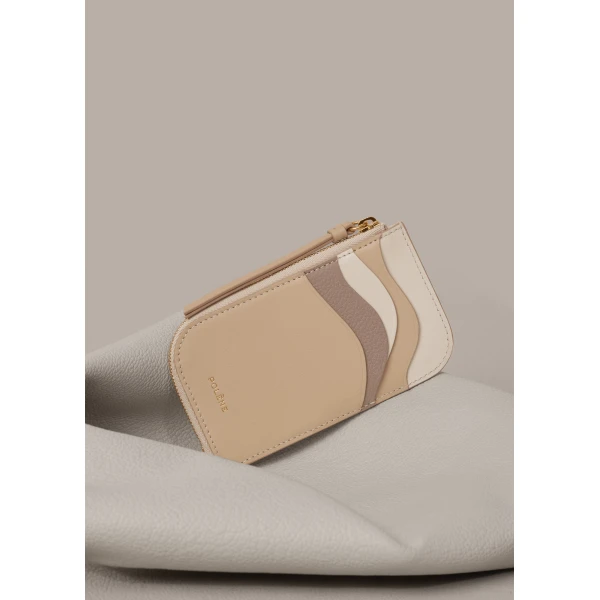 Polène Atla Card Holder in Trio Taupe, view 3 | Wallets & Purses | Coveti