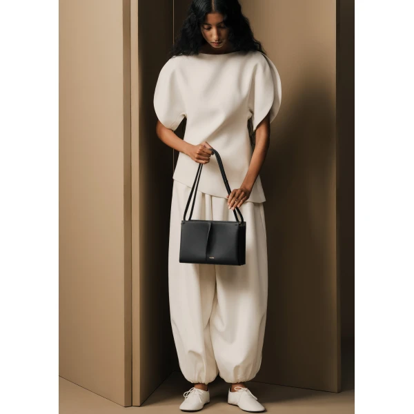 Polène Boky in Textured Black Bag, view 3 | Shoulder & Crossbody Bags | Coveti