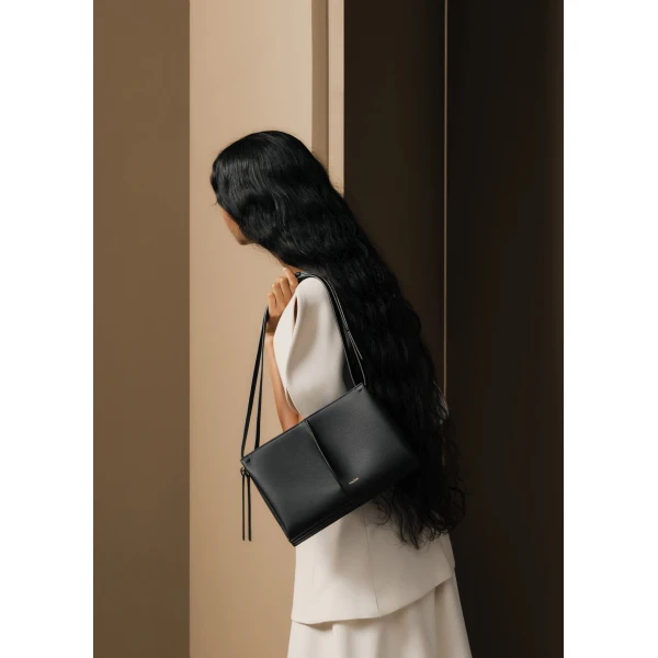 Polène Boky in Textured Black Bag, view 5 | Shoulder & Crossbody Bags | Coveti