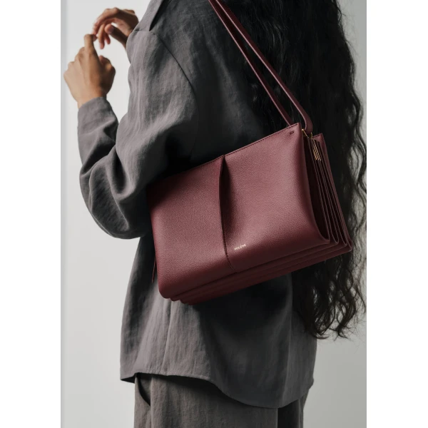 Polène Boky in Textured Black Cherry Bag, view 2 | Shoulder & Crossbody Bags | Coveti