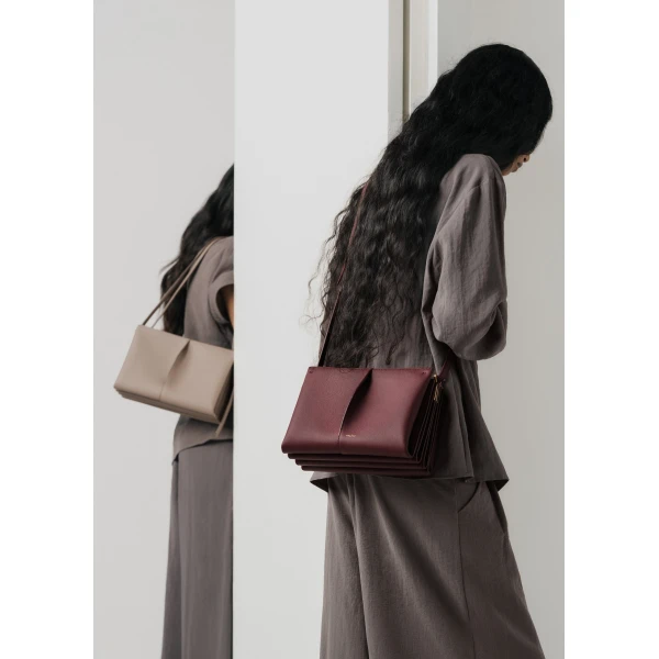 Polène Boky in Textured Black Cherry Bag, view 3 | Shoulder & Crossbody Bags | Coveti