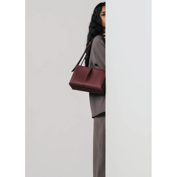 Polène Boky in Textured Black Cherry Bag, view 4 | Shoulder & Crossbody Bags | Coveti