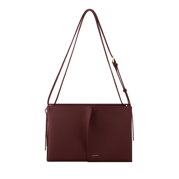 Polène Boky in Textured Black Cherry Bag | Shoulder & Crossbody Bags | Coveti