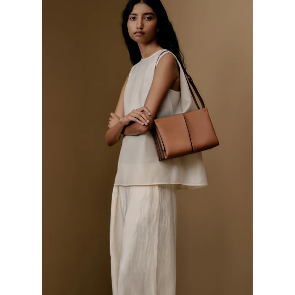 Polène Boky in Textured Camel Bag, view 2 | Shoulder & Crossbody Bags | Coveti