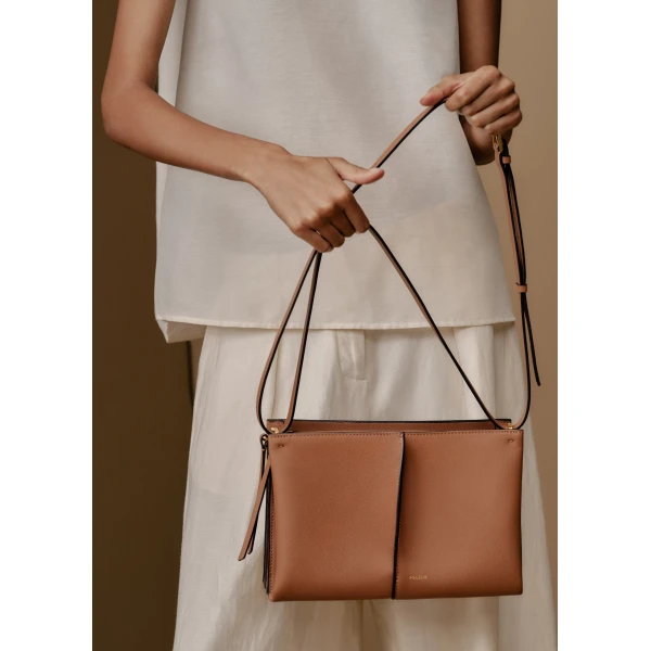 Polène Boky in Textured Camel Bag, view 5 | Shoulder & Crossbody Bags | Coveti