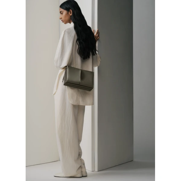 Polène Boky in Textured Smoky Green Bag, view 2 | Shoulder & Crossbody Bags | Coveti