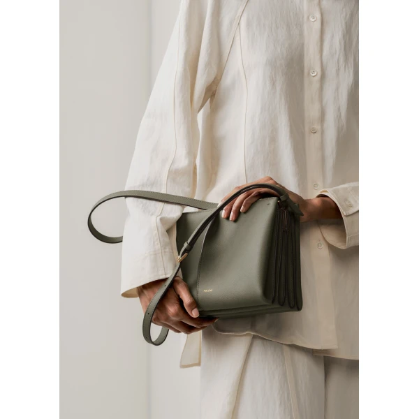 Polène Boky in Textured Smoky Green Bag, view 3 | Shoulder & Crossbody Bags | Coveti