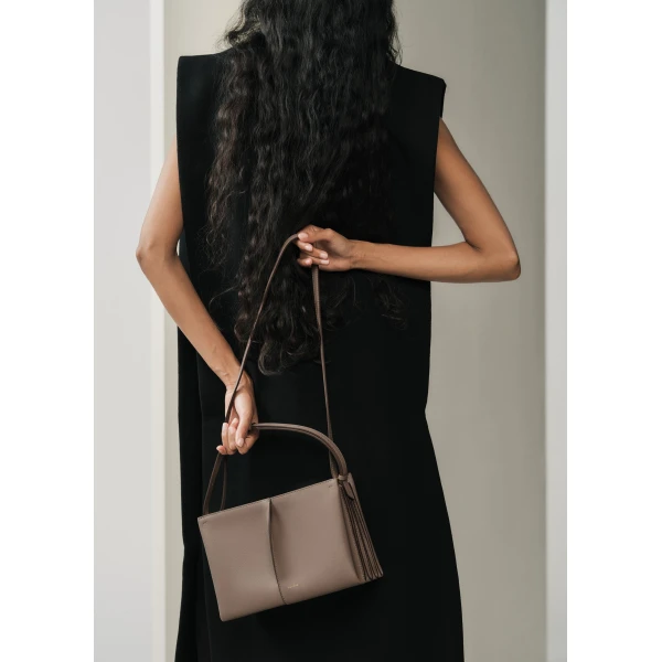 Polène Boky in Textured Taupe Bag, view 5 | Shoulder & Crossbody Bags | Coveti