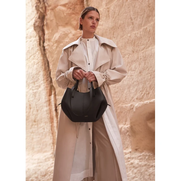 Polène Cyme Mini in Textured Black Bag, view 2 | Mini Bags | Coveti