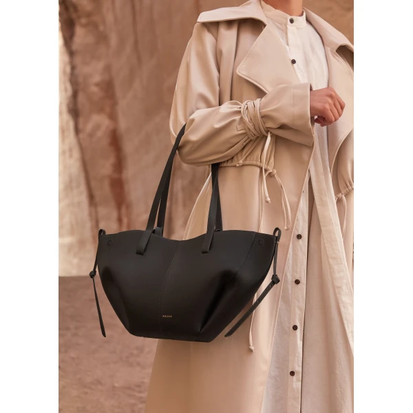 Polène Cyme Mini in Textured Black Bag, view 3 | Mini Bags | Coveti