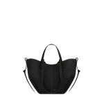 Polène Cyme Mini in Textured Black with Ecru Stitching Bag | Mini Bags | Coveti