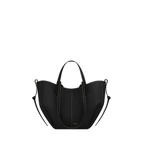 Polène Cyme Mini in Textured Black with Ecru Stitching Bag | Mini Bags | Coveti