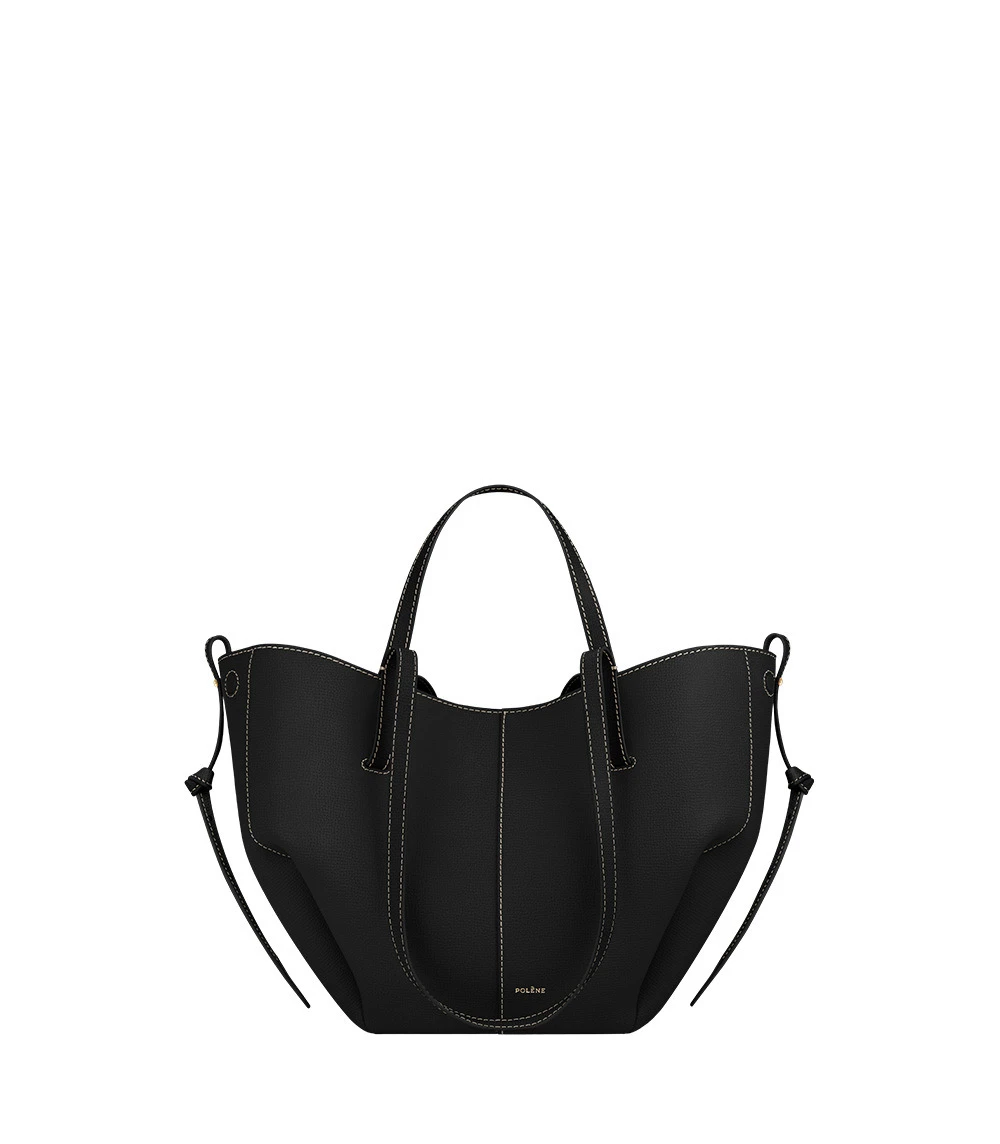 Polène Cyme Mini in Textured Black with Ecru Stitching Bag Polène Cyme Mini in Textured Black with Ecru Stitching Bag | Mini Bags | Coveti