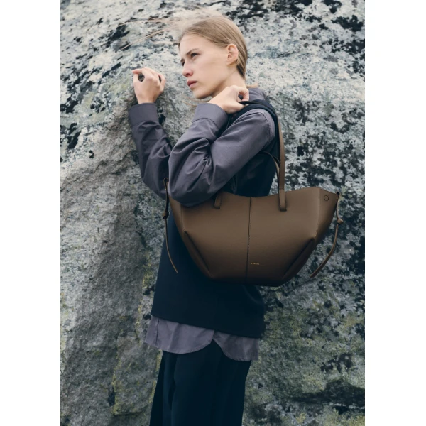 Polène Cyme Mini in Textured Candied Chestnut Bag, view 2 | Mini Bags | Coveti
