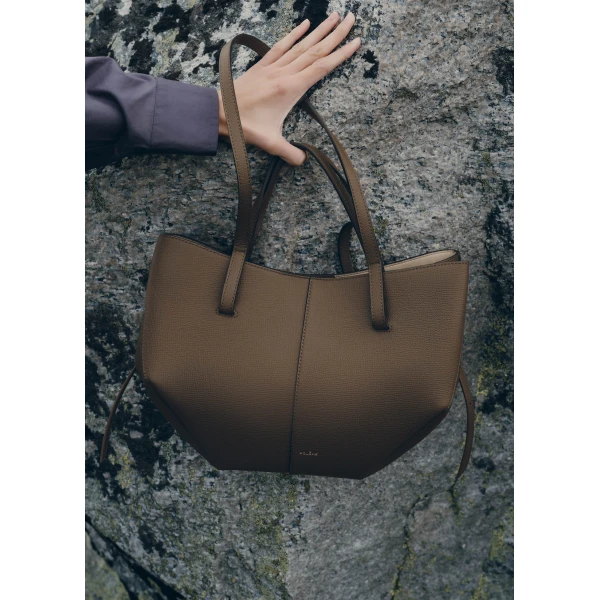 Polène Cyme Mini in Textured Candied Chestnut Bag, view 4 | Mini Bags | Coveti