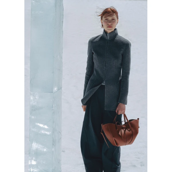 Polène Cyme Mini in Textured Cognac Bag, view 4 | Mini Bags | Coveti