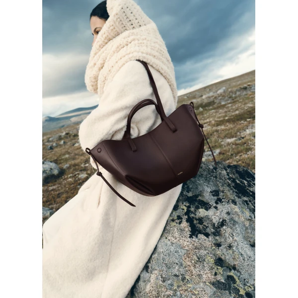 Polène Cyme Mini in Textured Plum Bag, view 2 | Mini Bags | Coveti