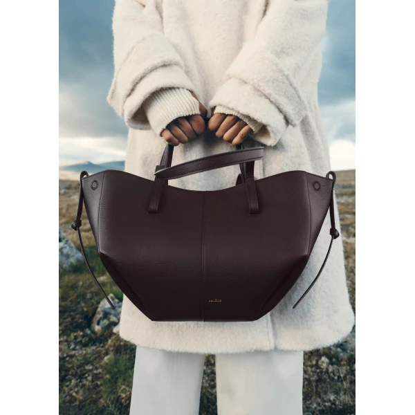 Polène Cyme Mini in Textured Plum Bag, view 3 | Mini Bags | Coveti