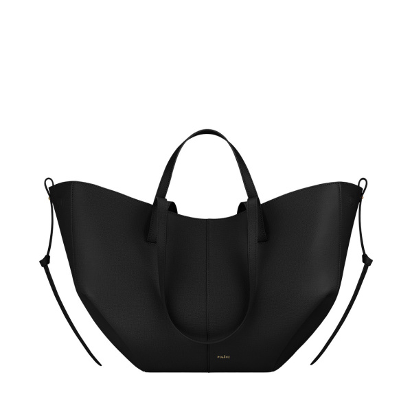 Polène Cyme in Textured Black Bag | Totes & Top-Handle Bags | Coveti