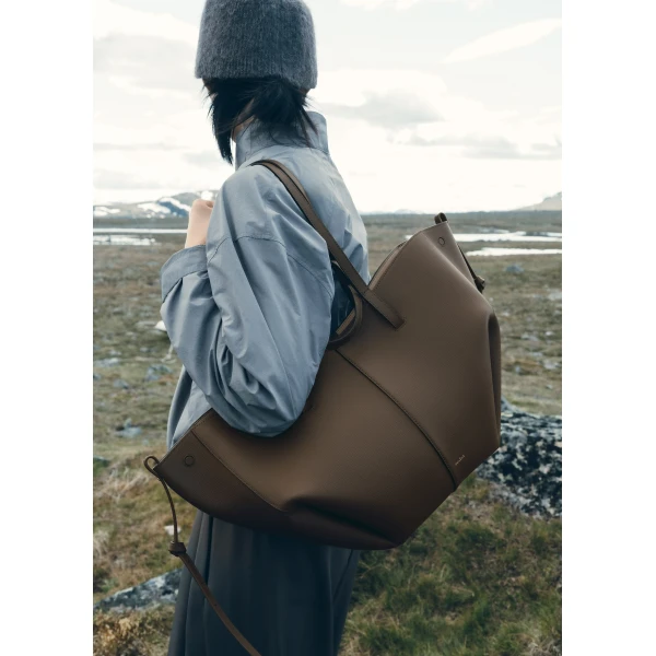 Polène Cyme in Textured Candied Chestnut Bag, view 3 | Totes & Top-Handle Bags | Coveti
