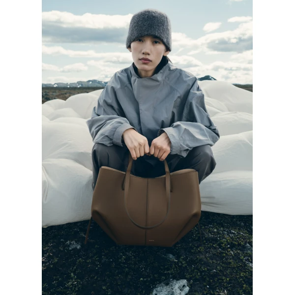 Polène Cyme in Textured Candied Chestnut Bag, view 4 | Totes & Top-Handle Bags | Coveti