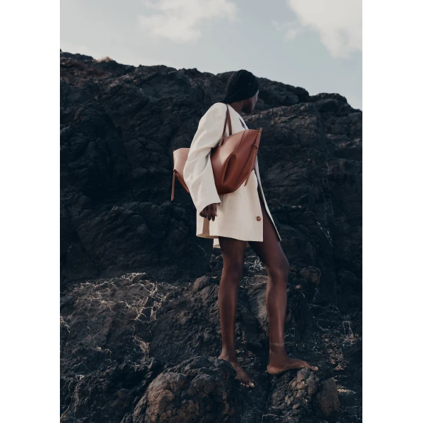 Polène Cyme in Textured Cognac Bag, view 4 | Totes & Top-Handle Bags | Coveti