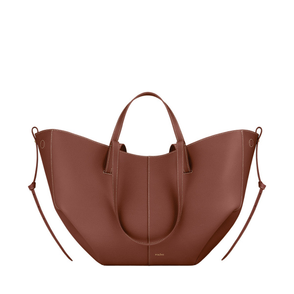 Polène Cyme in Textured Cognac Bag | Totes & Top-Handle Bags | Coveti