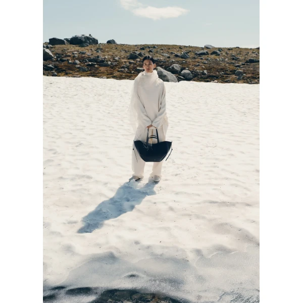 Polène Cyme in Textured Deep Blue Bag, view 5 | Totes & Top-Handle Bags | Coveti