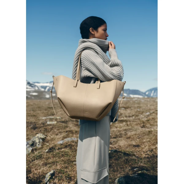 Polène Cyme in Textured Glade Bag, view 2 | Totes & Top-Handle Bags | Coveti
