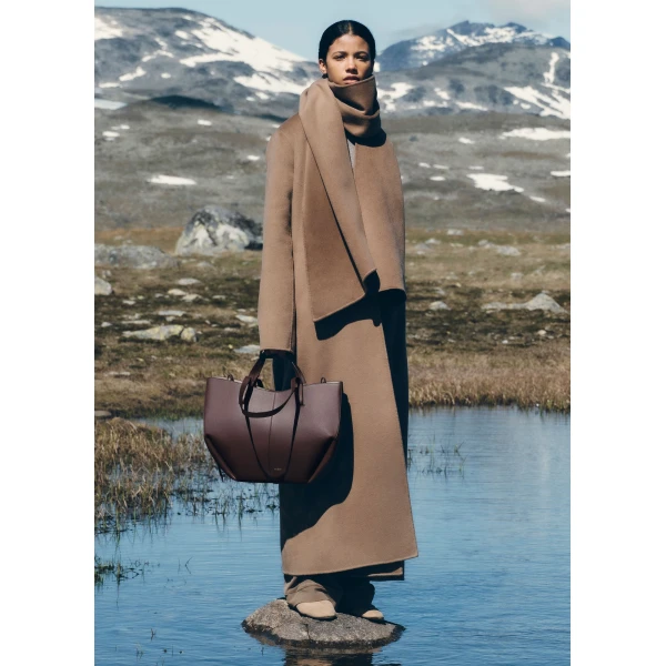 Polène Cyme in Textured Plum Bag, view 2 | Totes & Top-Handle Bags | Coveti