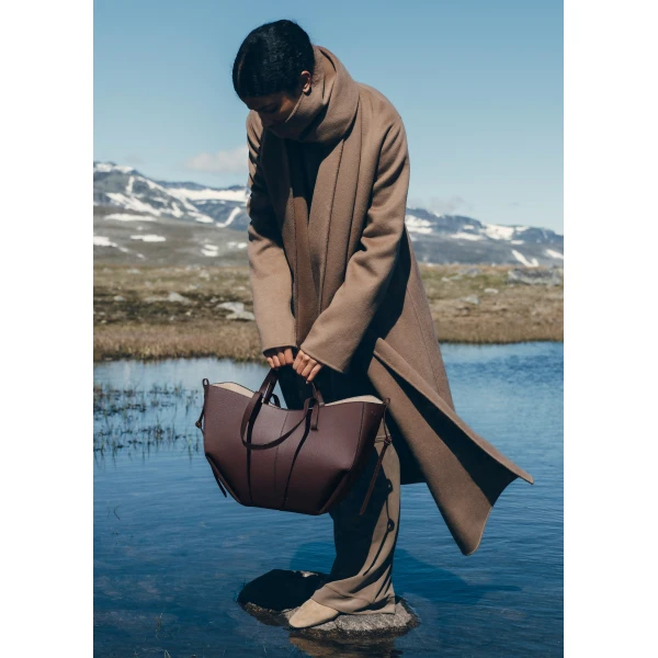 Polène Cyme in Textured Plum Bag, view 3 | Totes & Top-Handle Bags | Coveti