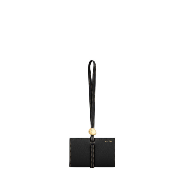 Polène Kayé Card Holder in Textured Black | Wallets & Purses | Coveti