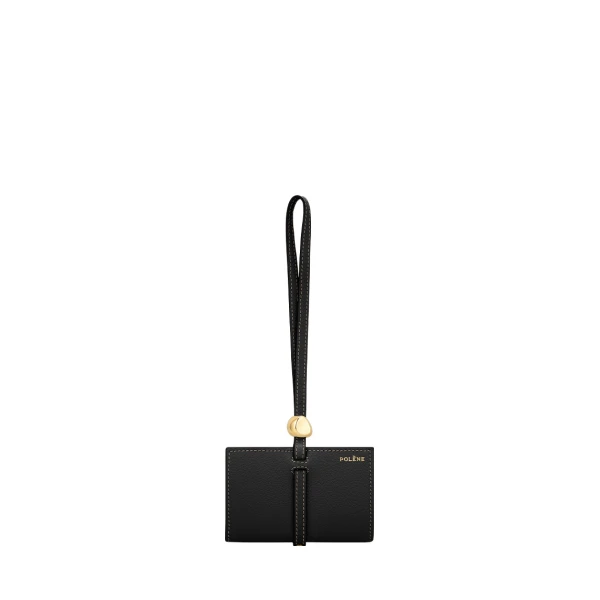 Polène Kayé Card Holder in Textured Black | Wallets & Purses | Coveti