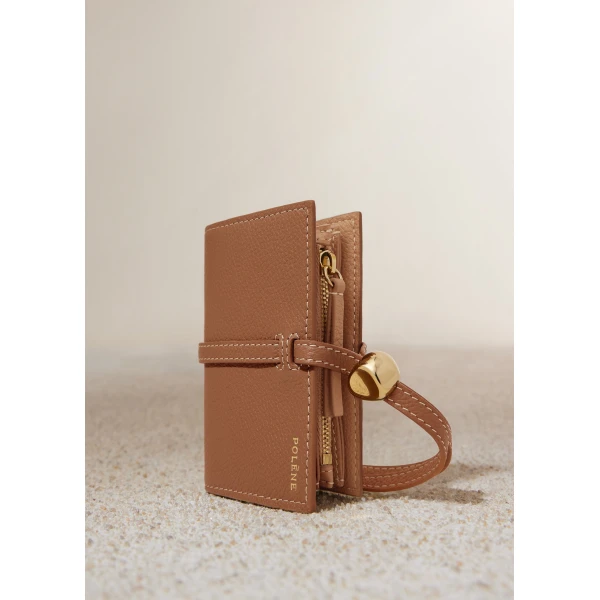 Polène Kayé Card Holder in Textured Duo Camel, view 2 | Wallets & Purses | Coveti