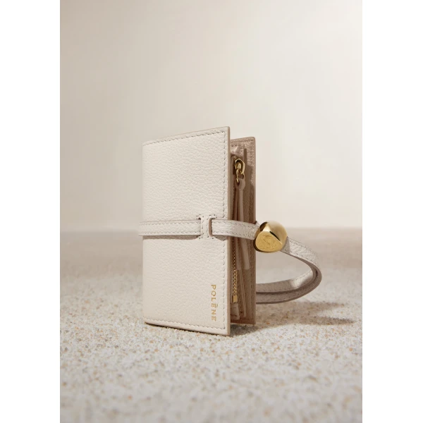 Polène Kayé Card Holder in Textured Duo Chalk, view 2 | Wallets & Purses | Coveti