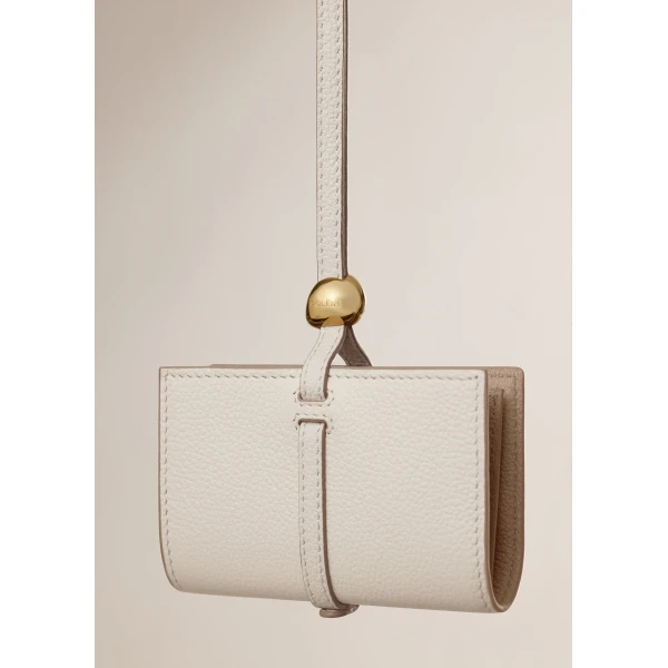 Polène Kayé Card Holder in Textured Duo Chalk, view 3 | Wallets & Purses | Coveti