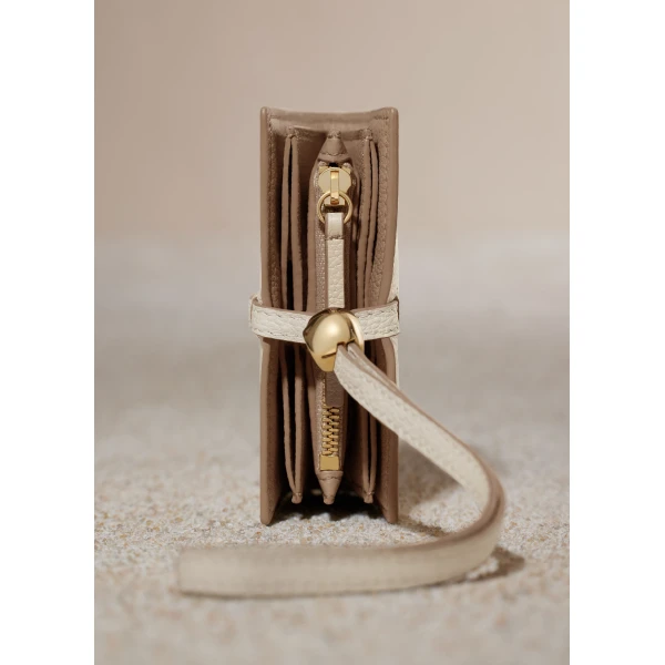 Polène Kayé Card Holder in Textured Duo Chalk, view 4 | Wallets & Purses | Coveti