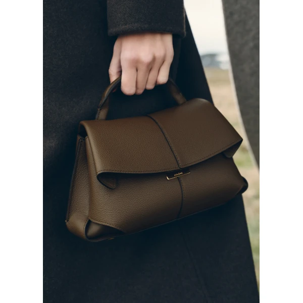 Polène Mokki Mini in Textured Candied Chestnut Bag, view 4 | Mini Bags | Coveti