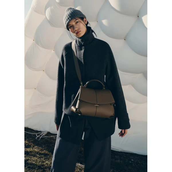 Polène Mokki in Textured Candied Chestnut Bag, view 2 | Shoulder & Crossbody Bags | Coveti