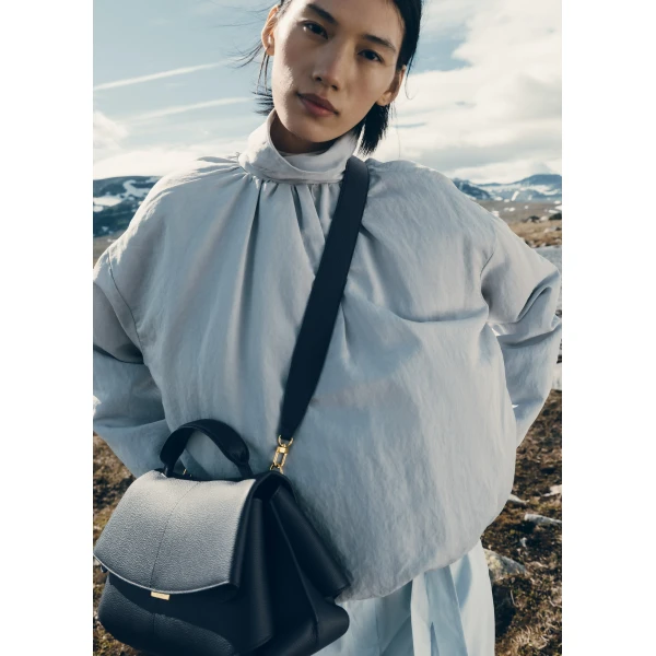 Polène Mokki in Textured Deep Blue Bag, view 3 | Shoulder & Crossbody Bags | Coveti