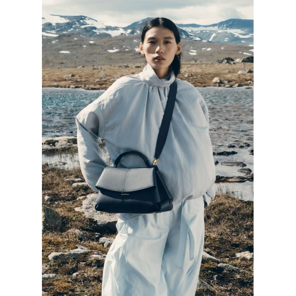 Polène Mokki in Textured Deep Blue Bag, view 4 | Shoulder & Crossbody Bags | Coveti