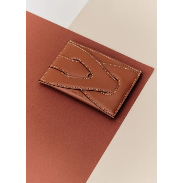 Polène Nodde Card Holder in Cognac, view 2 | Wallets & Purses | Coveti