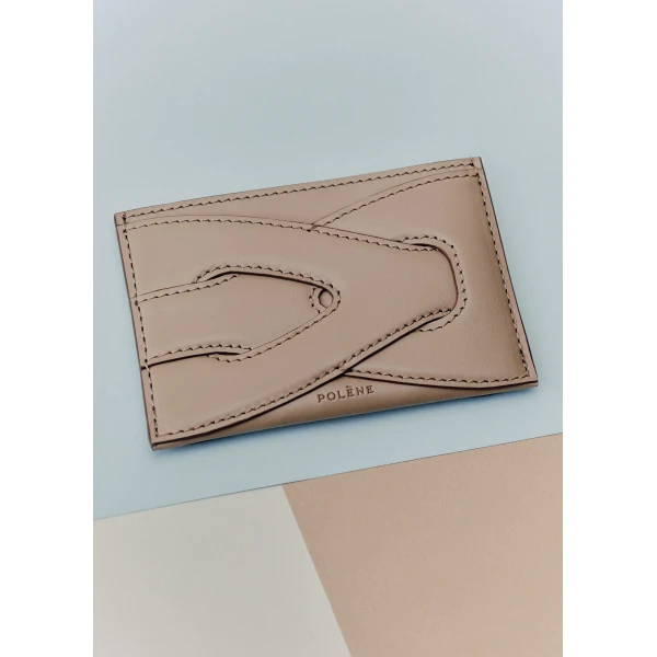 Polène Nodde Card Holder in Taupe, view 2 | Wallets & Purses | Coveti