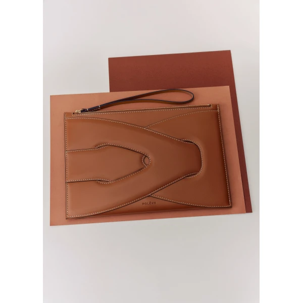 Polène Nodde Pouch in Cognac, view 2 | Wallets & Purses | Coveti