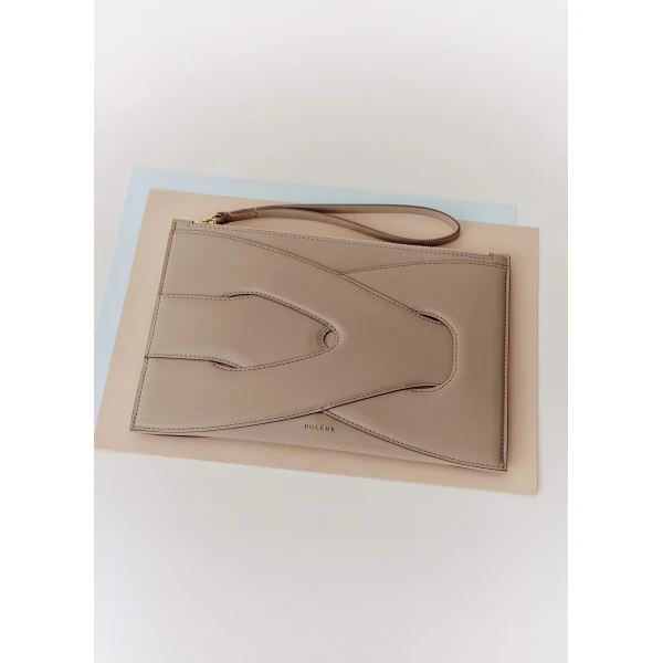 Polène Nodde Pouch in Taupe, view 2 | Wallets & Purses | Coveti
