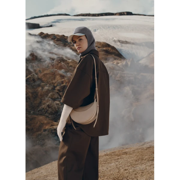 Polène Numéro Dix in Crocodile Nubuck Taupe Bag, view 2 | Shoulder & Crossbody Bags | Coveti