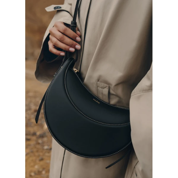 Polène Numéro Dix in Smooth Black Bag, view 3 | Shoulder & Crossbody Bags | Coveti