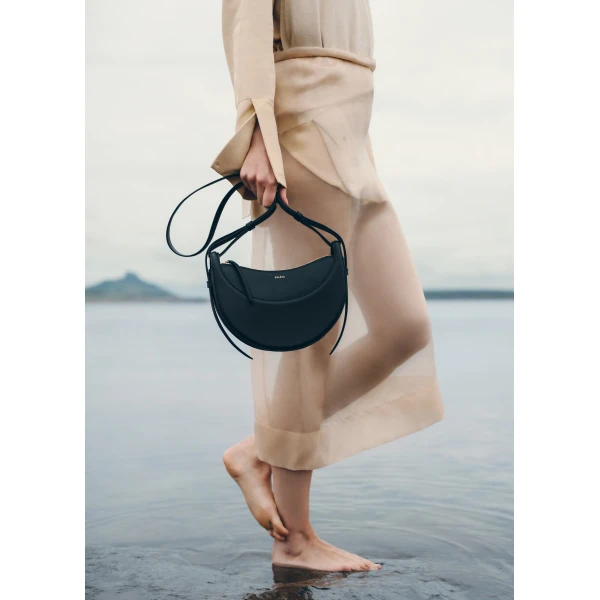 Polène Numéro Dix in Textured Black Bag, view 2 | Shoulder & Crossbody Bags | Coveti