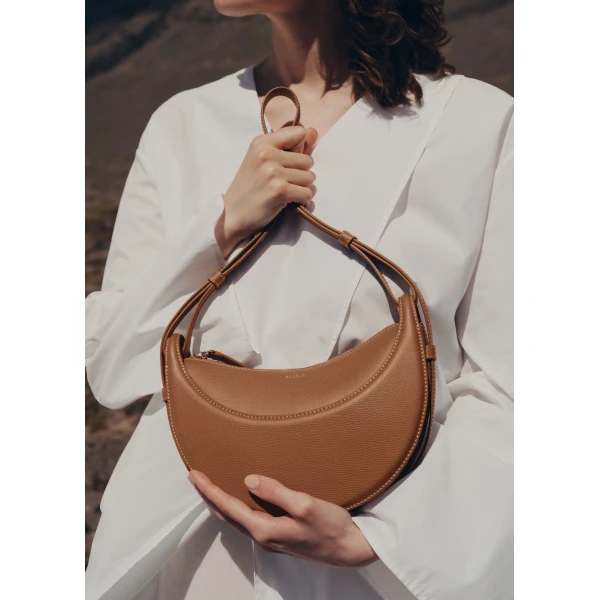 Polène Numéro Dix in Textured Camel Bag, view 3 | Shoulder & Crossbody Bags | Coveti